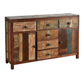 Reclaimed Timber 2 Door 6 Drawers Sideboard 150 x 40 x 90cm